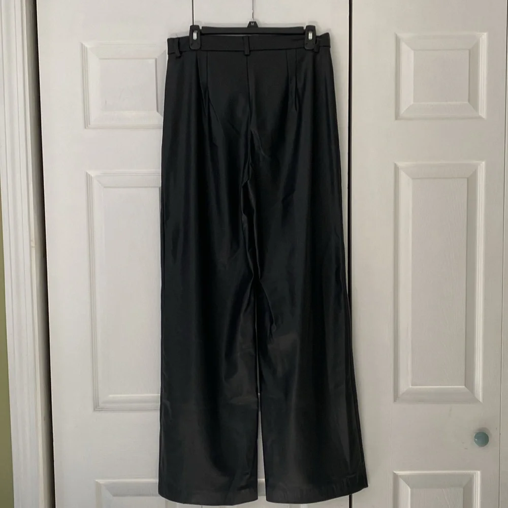 Zara | Wide Leg High Waisted Faux Leather Trousers - Picture 7 of 8